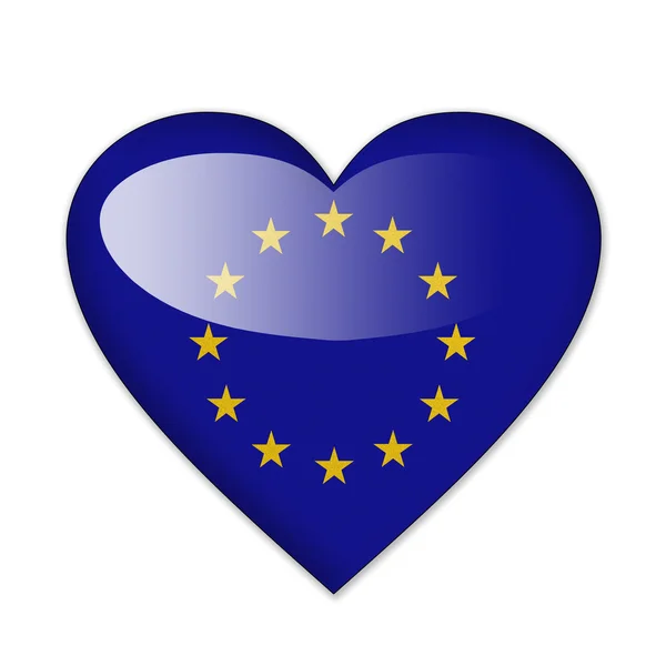 Bandiera UE a forma di cuore isolata su sfondo bianco — Foto Stock