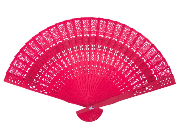 Wooden oriental chinese fan isolated on white background — Stock Photo, Image