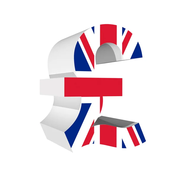 Símbolo Poind con bandera del Reino Unido 3D aislado sobre fondo blanco — Foto de Stock