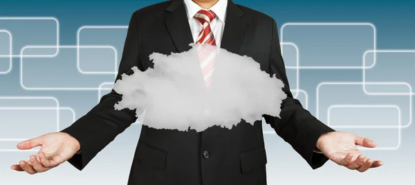 Businessmand och cloud computing — Stockfoto