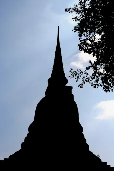 Silhouette pagoda in Sukhothai Historical Park, Thailand — Stock Photo, Image