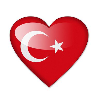 Türkiye'nin bayrak beyaz zemin üzerine izole kalp şeklinde