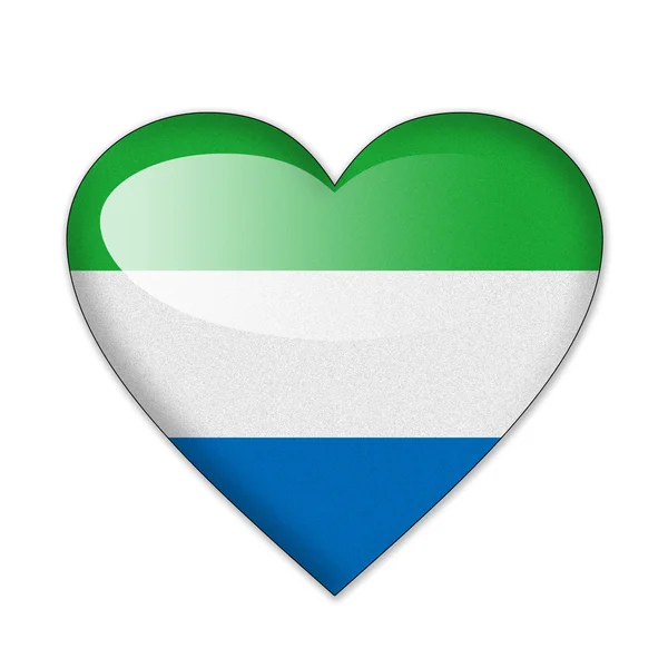 Flaga Sierra leone w kształcie serca, na białym tle — Zdjęcie stockowe