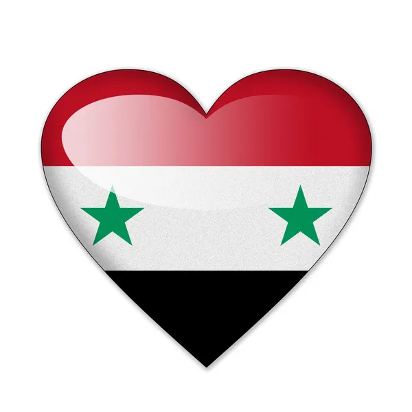 Syria flag in heart shape isolated on white background — Stock Photo, Image