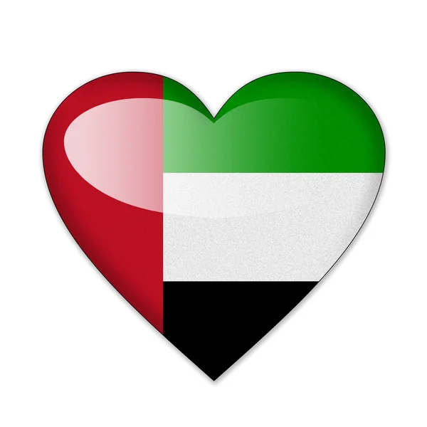 United Arab Emirates flag in heart shape isolated on white backg — Stock Photo, Image