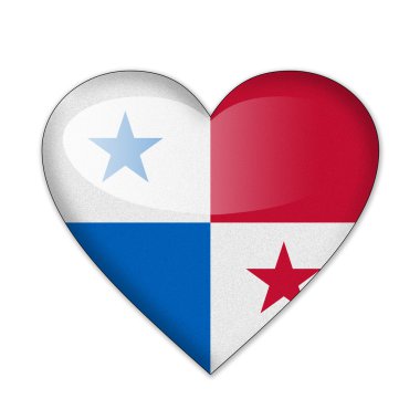 Panama bayrak beyaz zemin üzerine izole kalp şeklinde