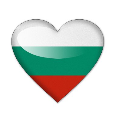 Bulgaristan bayrağı beyaz zemin üzerine izole kalp şeklinde