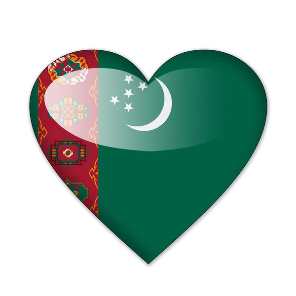 Turkmenistan flag in heart shape isolated on white background — Stock Photo, Image