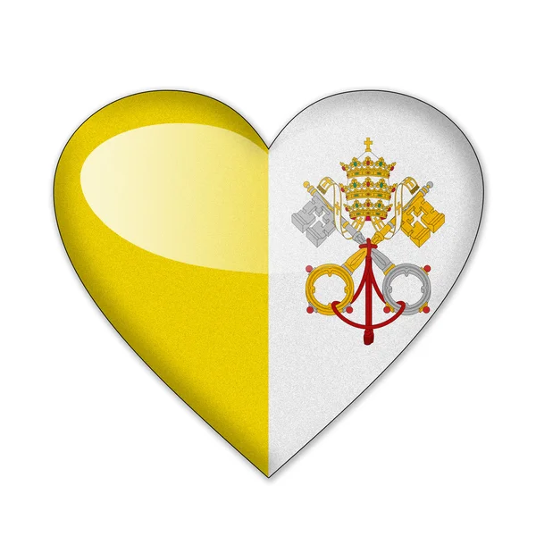 Vatican flag in heart shape isolated on white background — Stock Photo, Image