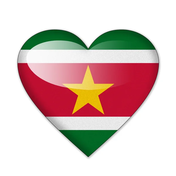 Suriname flag in heart shape isolated on white background — Stock Photo, Image