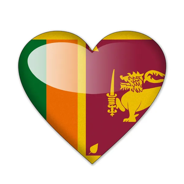 Flaga Sri Lanki w kształcie serca, na białym tle — Zdjęcie stockowe