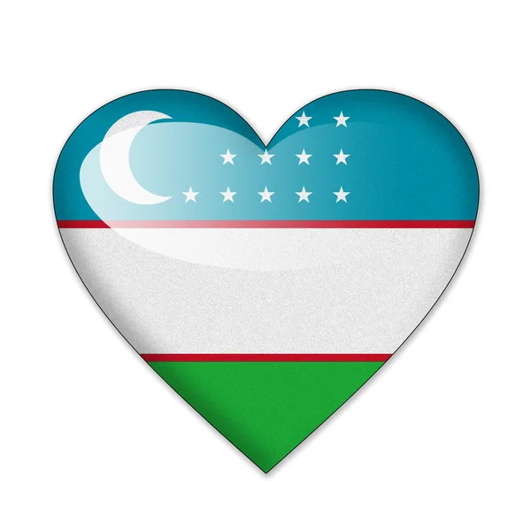 乌兹别克斯坦国旗的心被隔绝在白色背景上的形状 — 图库照片