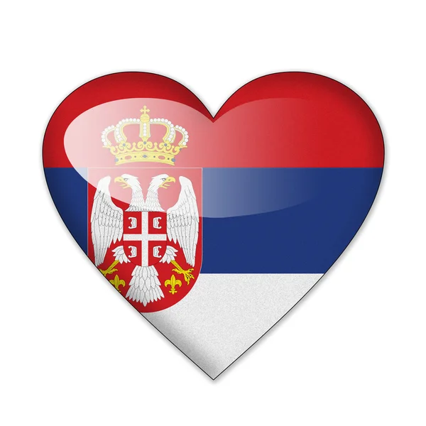 ハートの形の白い背景で隔離のセルビアの国旗 — ストック写真