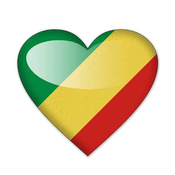 Congo flag in heart shape isolated on white background — Stock Photo, Image