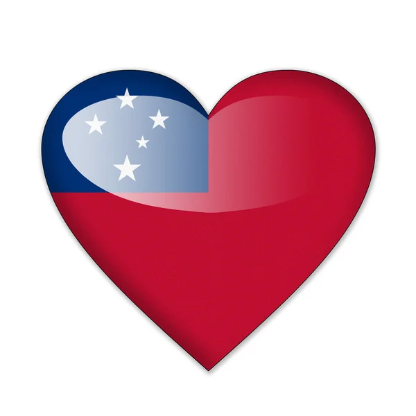 Samoa-Flagge in Herzform isoliert auf weißem Hintergrund — Stockfoto