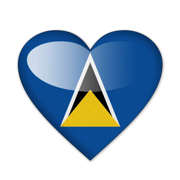 Saint Lucia flag in heart shape isolated on white background — Stock Photo, Image