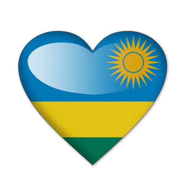 Rwanda flag in heart shape isolated on white background — Stock Photo, Image