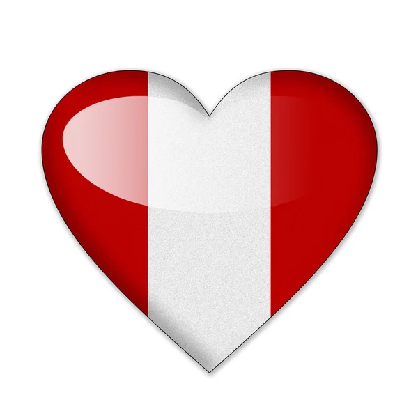 Bandeira do Peru em forma de coração isolado no fundo branco — Fotografia de Stock