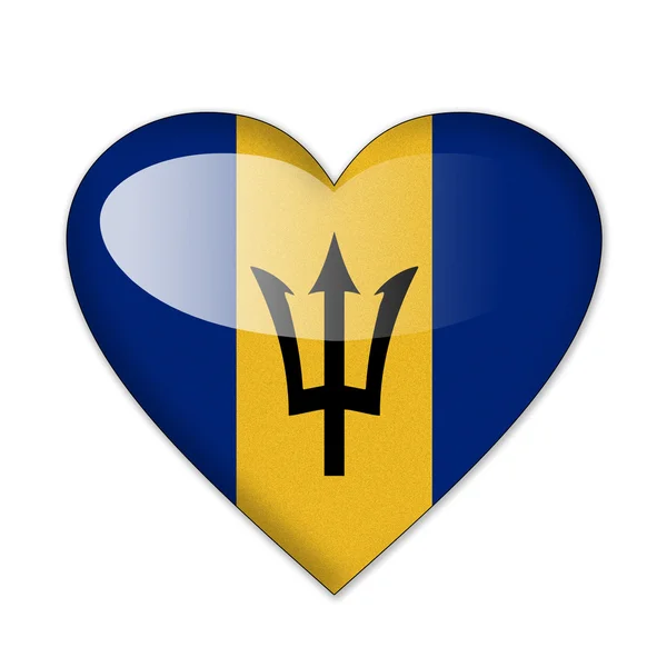 Beyaz arka plan üzerinde izole kalp şeklinde Barbados bayrağı — Stok fotoğraf