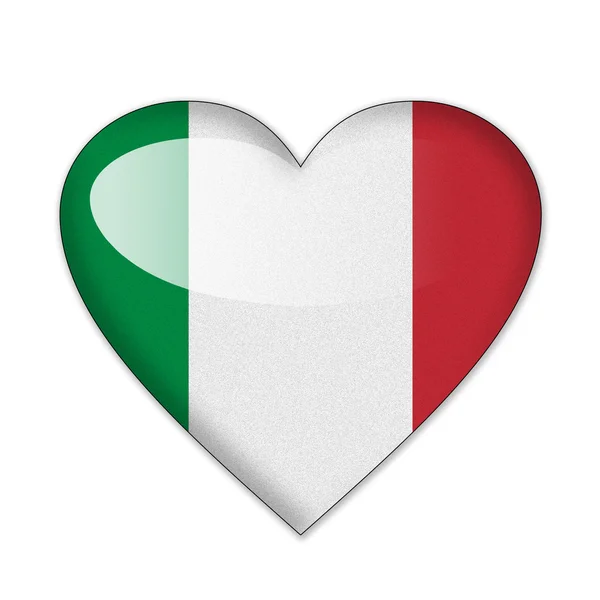 Drapeau Italie en forme de coeur isolé sur fond blanc — Photo