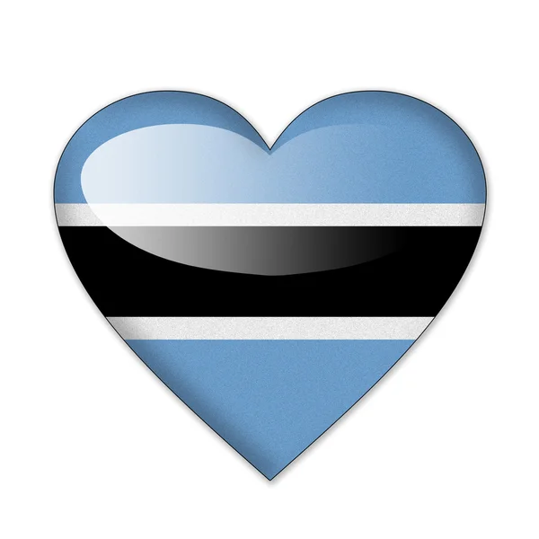 Botswana flag in heart shape isolated on white background — Stock Photo, Image