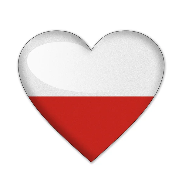 Poland flag in heart shape isolated on white background — Stock Photo, Image