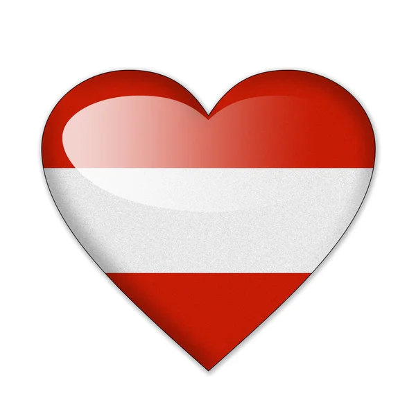 Österreich-Fahne in Herzform isoliert auf weißem Hintergrund — Stockfoto
