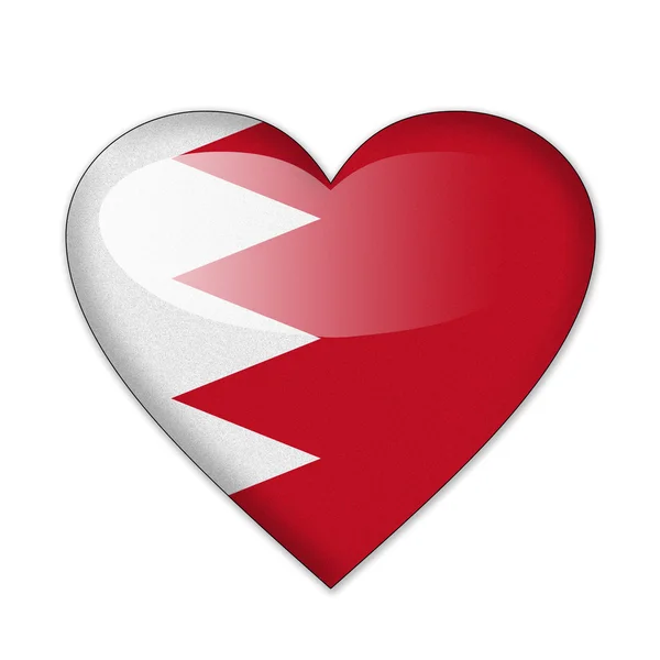 Flaga Bahrajnu w kształcie serca, na białym tle — Zdjęcie stockowe
