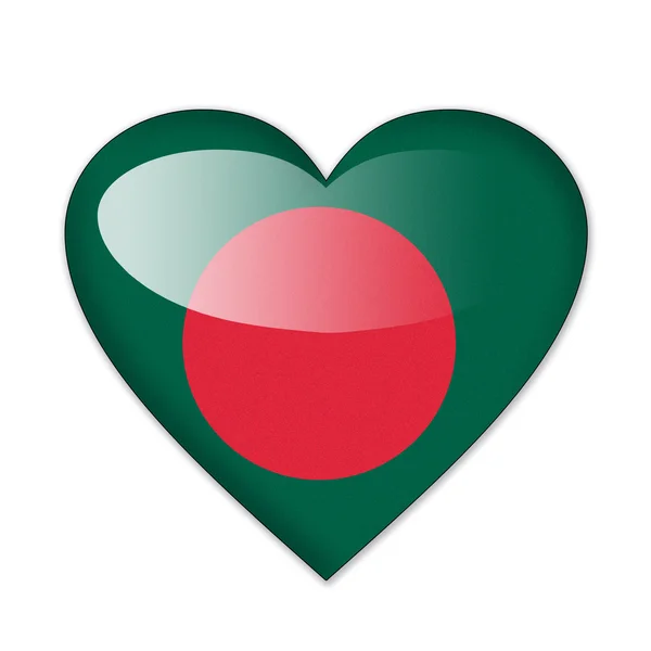Bangladesh flag in heart shape isolated on white background — Stock Photo, Image