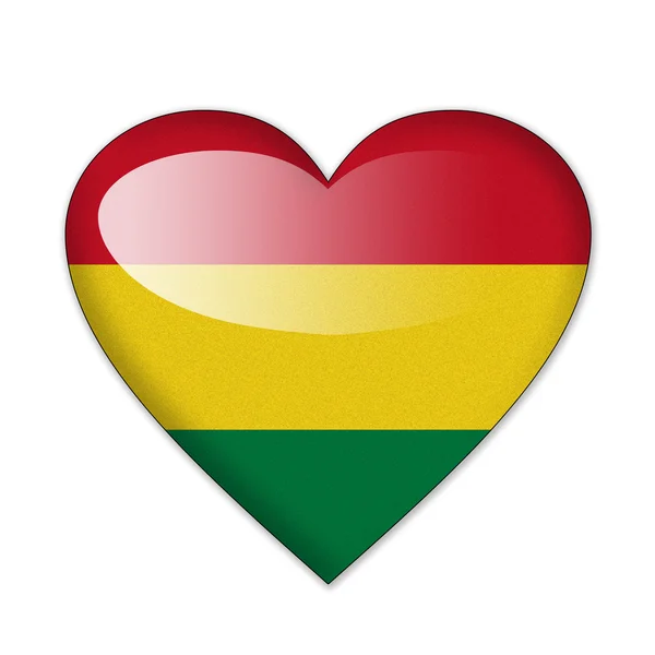 Bandera de Bolivia en forma de corazón aislada sobre fondo blanco — Foto de Stock