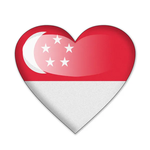 Singapore flag in heart shape isolated on white background — Stock Photo, Image