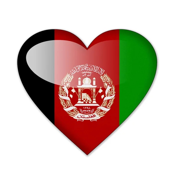 Bandera de Afganistán en forma de corazón aislada sobre fondo blanco — Foto de Stock