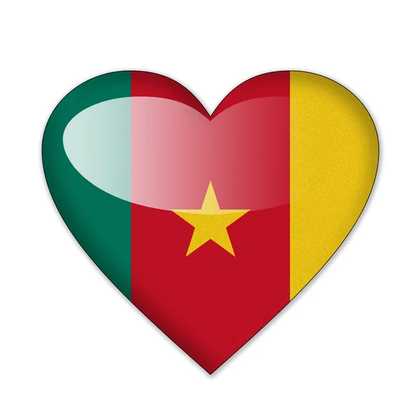 Cameroon flag in heart shape isolated on white background — Stock Photo, Image