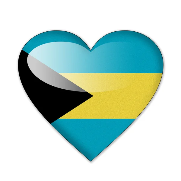 Bahamas flag in heart shape isolated on white background — Stock Photo, Image