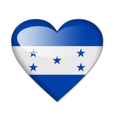 Beyaz arka plan üzerinde izole kalp şeklinde Honduras bayrağı