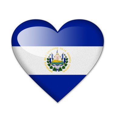 el salvador bayrak beyaz zemin üzerine izole kalp şeklinde