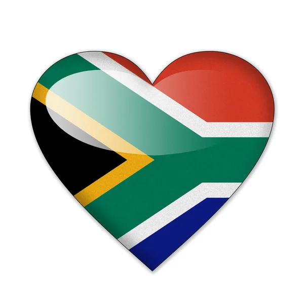 Güney Afrika bayrak beyaz zemin üzerine izole kalp şeklinde — Stok fotoğraf