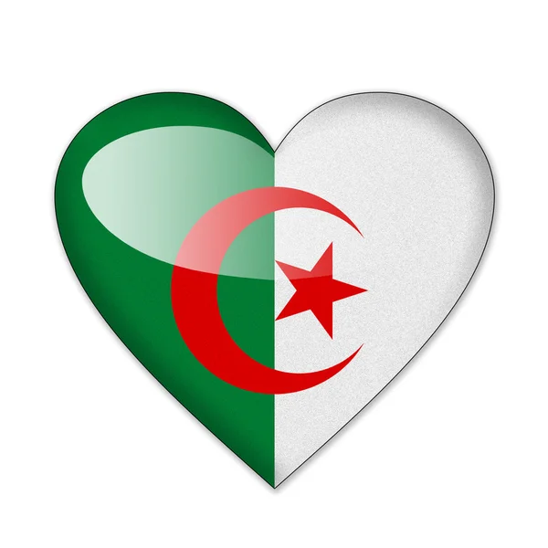 Algeria flag in heart shape isolated on white background — Stock Photo, Image