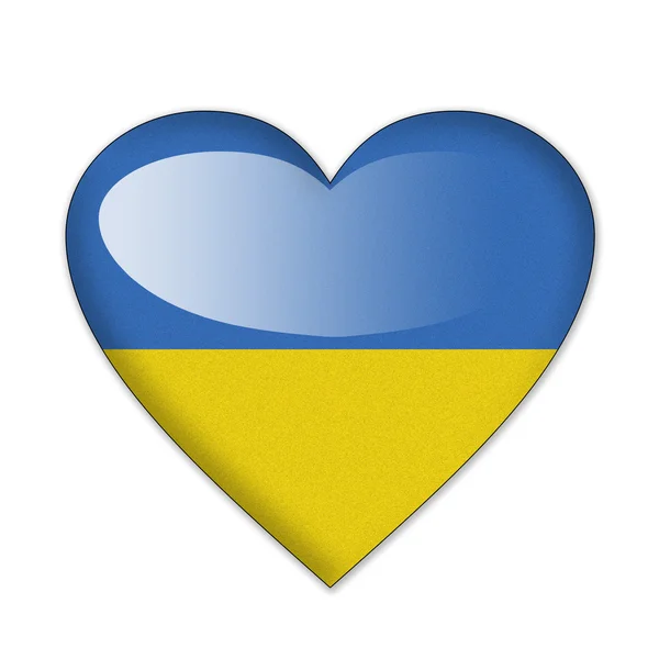 Flaga Ukrainy w kształcie serca, na białym tle — Zdjęcie stockowe