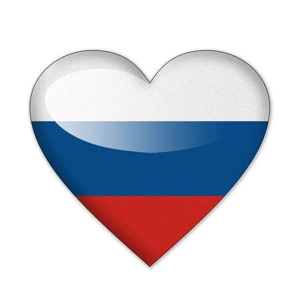 Drapeau Russie en forme de coeur isolé sur fond blanc — Photo