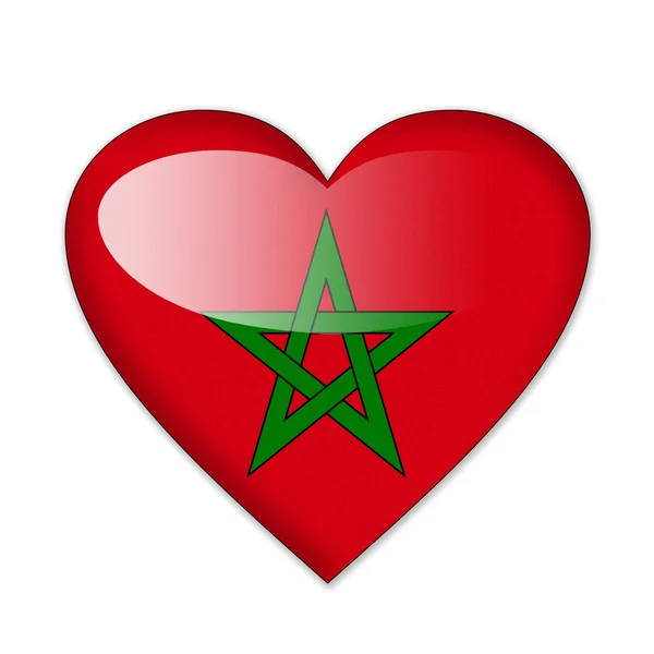 Drapeau Maroc en forme de coeur isolé sur fond blanc — Photo
