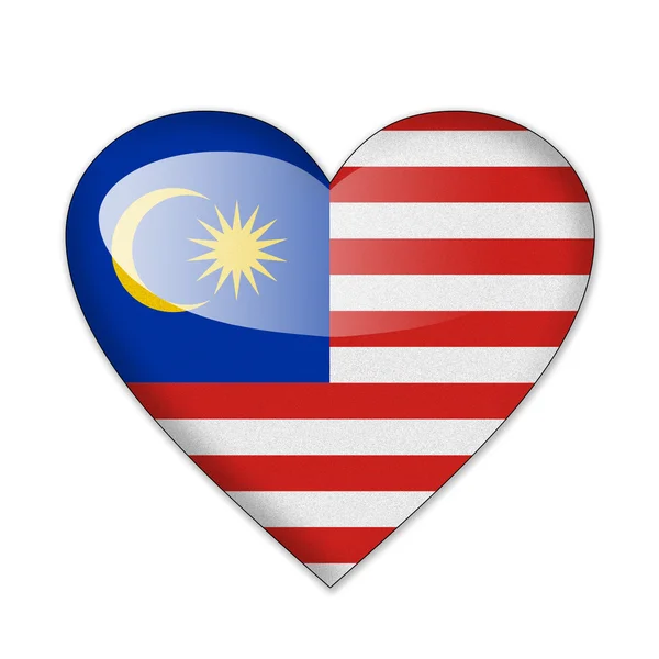 Malaysia flag in heart shape isolated on white background — Stock Photo, Image