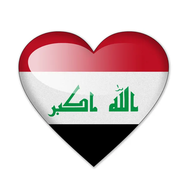 Irakische Flagge in Herzform isoliert auf weißem Hintergrund — Stockfoto