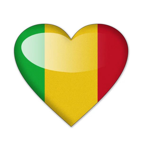 Mali flag in heart shape isolated on white background — Stock Photo, Image