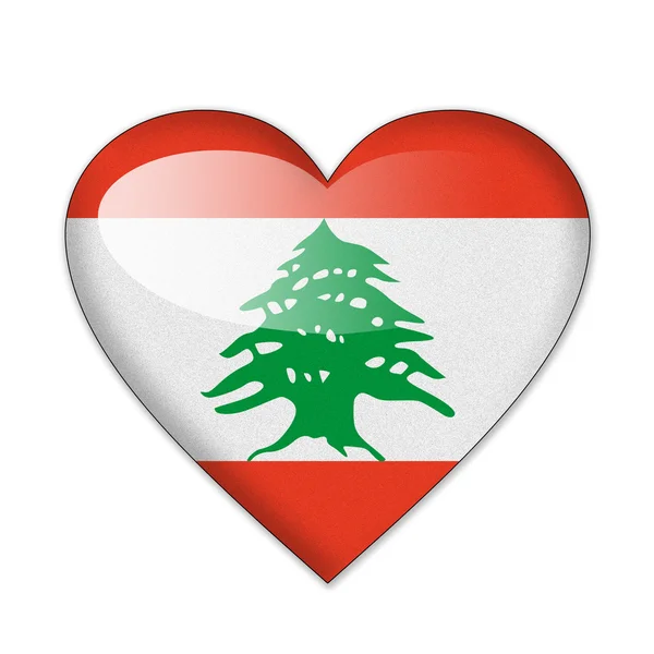 Lebanon flag in heart shape isolated on white background — Stock Photo, Image