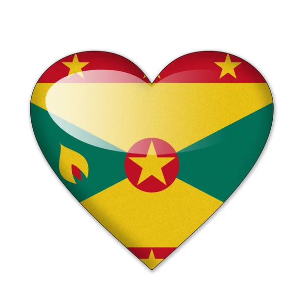 Grenada flag in heart shape isolated on white background — Stock Photo, Image