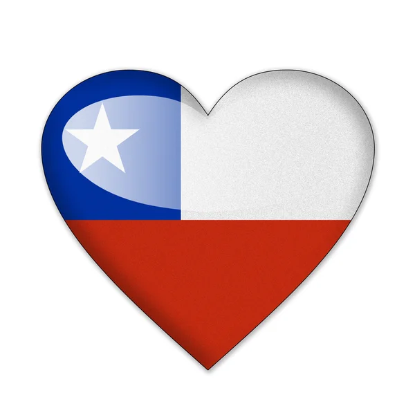 智利国旗在心被隔绝在白色背景上的形状 — 图库照片