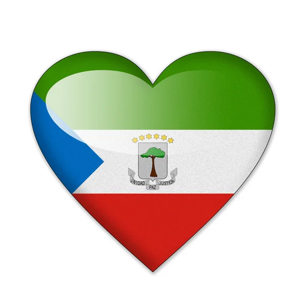 Bandeira da Guiné Equatorial em forma de coração isolada em backgrou branco — Fotografia de Stock