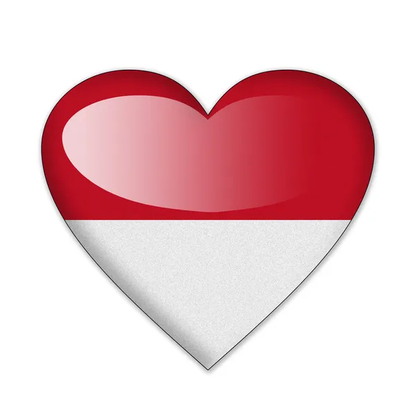 Bandeira de Mônaco em forma de coração isolada no fundo branco — Fotografia de Stock