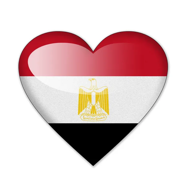 Beyaz arka plan üzerinde izole kalp şeklinde Mısır bayrağı — Stok fotoğraf